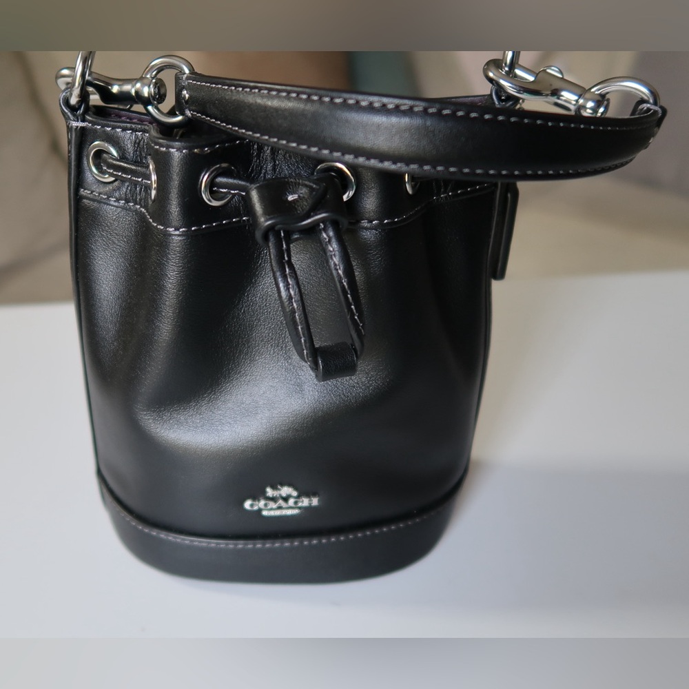 Coach Black Leather Mini Bucket Bag